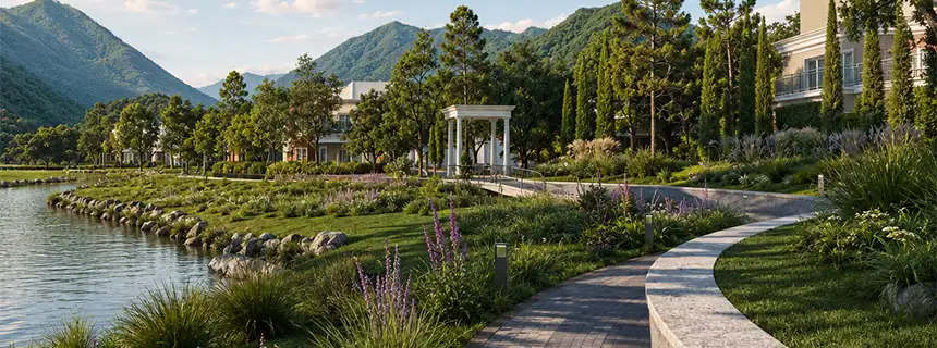 Sadahalli landscaped lakeside garden
