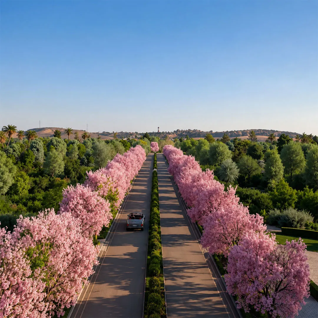 Sadahalli tree-lined estate avenue